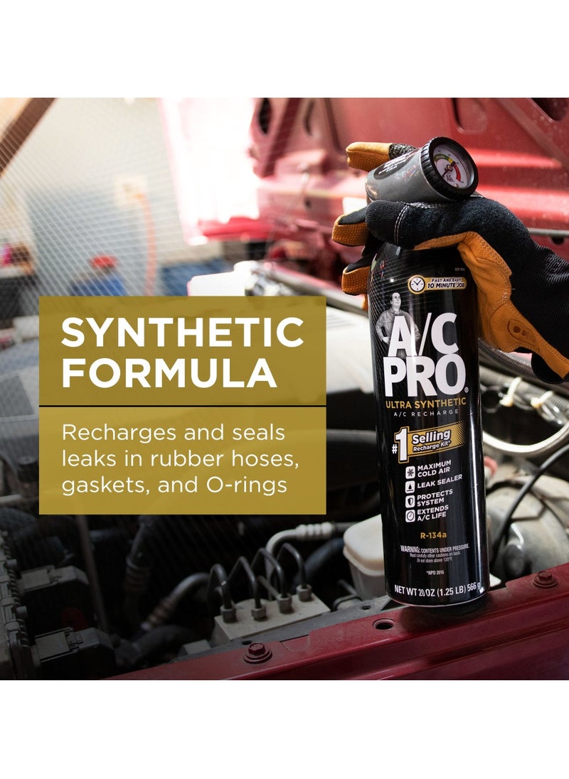 A/C Pro - A/C Pro Ultra Synthetic R-134a A/C Recharge Kit; maximum cold air, leak sealer, protects system, extends a/c life - 20 OZ (1.25 LB) 566 g - Image 1