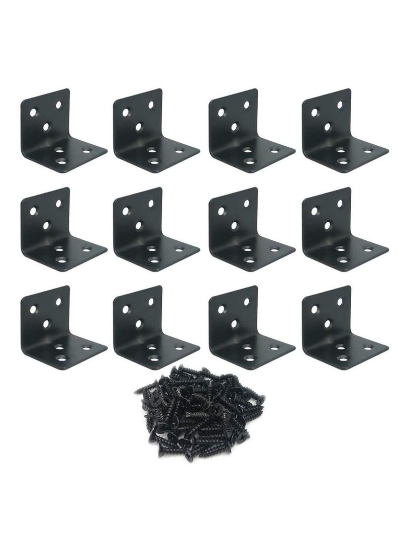 Alamic Corner Brace Stainless Steel Shelf Support Brackets 38 x 30 x 30mm Right Angle L Shape Bracket for Furniture Wood Cabinets Shelves, 12 Pack