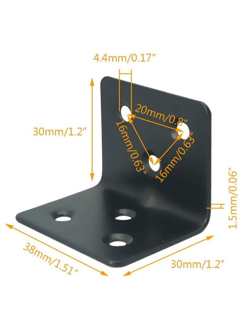 Alamic Corner Brace Stainless Steel Shelf Support Brackets 38 x 30 x 30mm Right Angle L Shape Bracket for Furniture Wood Cabinets Shelves, 12 Pack