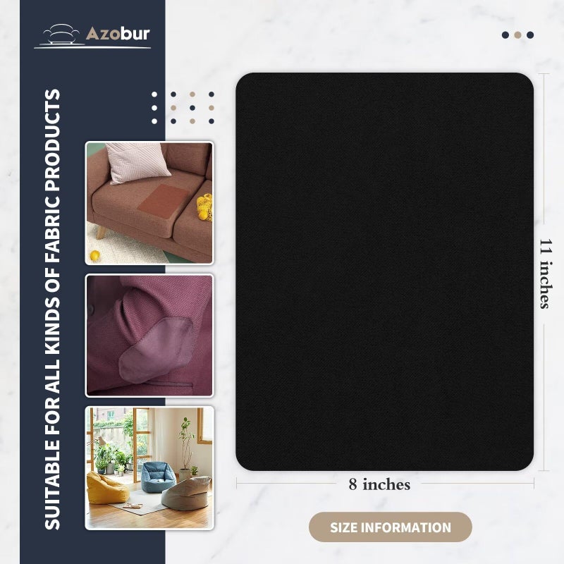 Azobur Velvet Patch,Self-Adhesive Rectangular Flannel Fabric Patch,Multicolor Available Anti Scratch Velvet 8X11 Inch Peel and Stick for Sofas, Automotive Interior, Handbags,and Pillow (Black) - Image 2