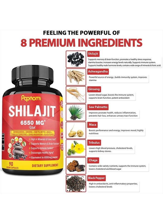 Papnami Shilajit Dietary Supplement, 6550mg, 90 Vegan Capsules - Image 2