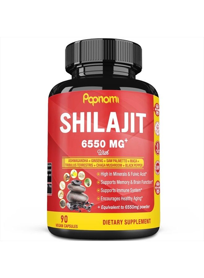 Papnami Shilajit Dietary Supplement, 6550mg, 90 Vegan Capsules - Image 1