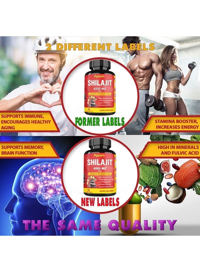 Papnami Shilajit Dietary Supplement, 6550mg, 90 Vegan Capsules - Image 3