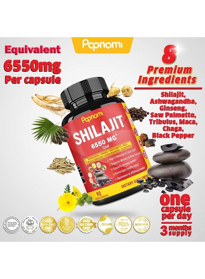 Papnami Shilajit Dietary Supplement, 6550mg, 90 Vegan Capsules - Image 4
