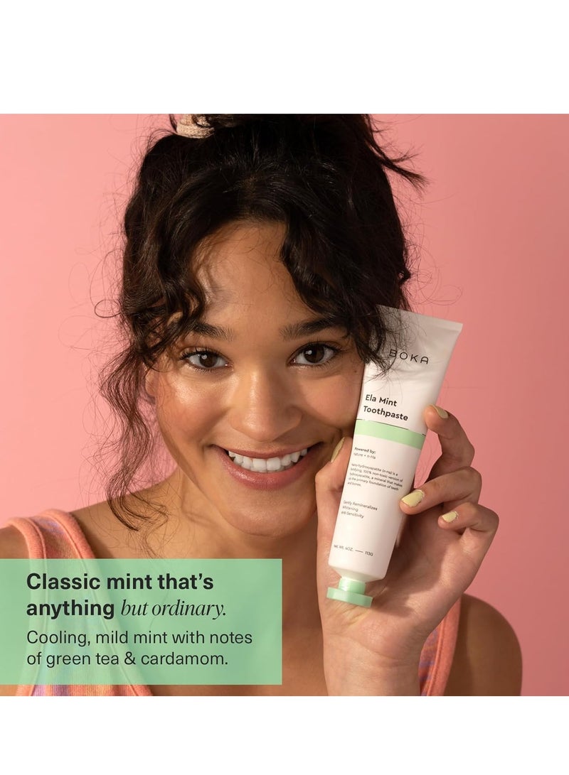 BOKA Fluoride Free Toothpaste, Nano Hydroxyapatite, for Teeth Whitening & Remineralizing, Sensitive Teeth, Dentist Recommended for Adult, Kids, Natural Peppermint Flavor Ela Mint, 4oz - Image 2