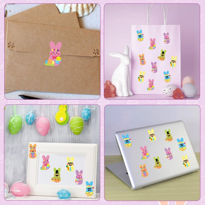 Haooryx Easter Bunny DIY Stickers - 300PCS Make A Face Bunny Animal Sticker Roll Make Your Own Rabbit Vinyl Waterproof Self Adhesive Water Bottle Laptop Skateboard Travel Case Scrapbook Journal Supply - Image 5