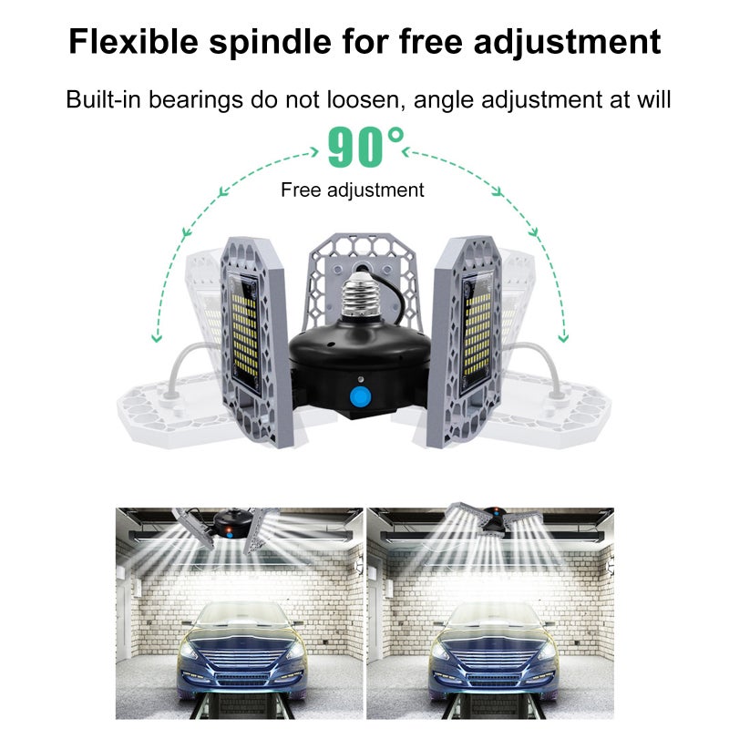 Folding Triple Leaf Led Industrial Light High Power Light Sensitive Waterproof Indoor E27 Industrial Lighting Garage Lights - Image 3