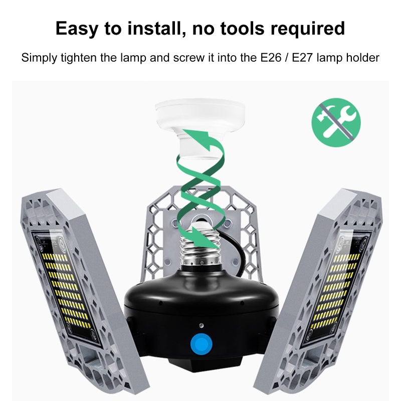 Folding Triple Leaf Led Industrial Light High Power Light Sensitive Waterproof Indoor E27 Industrial Lighting Garage Lights - Image 4