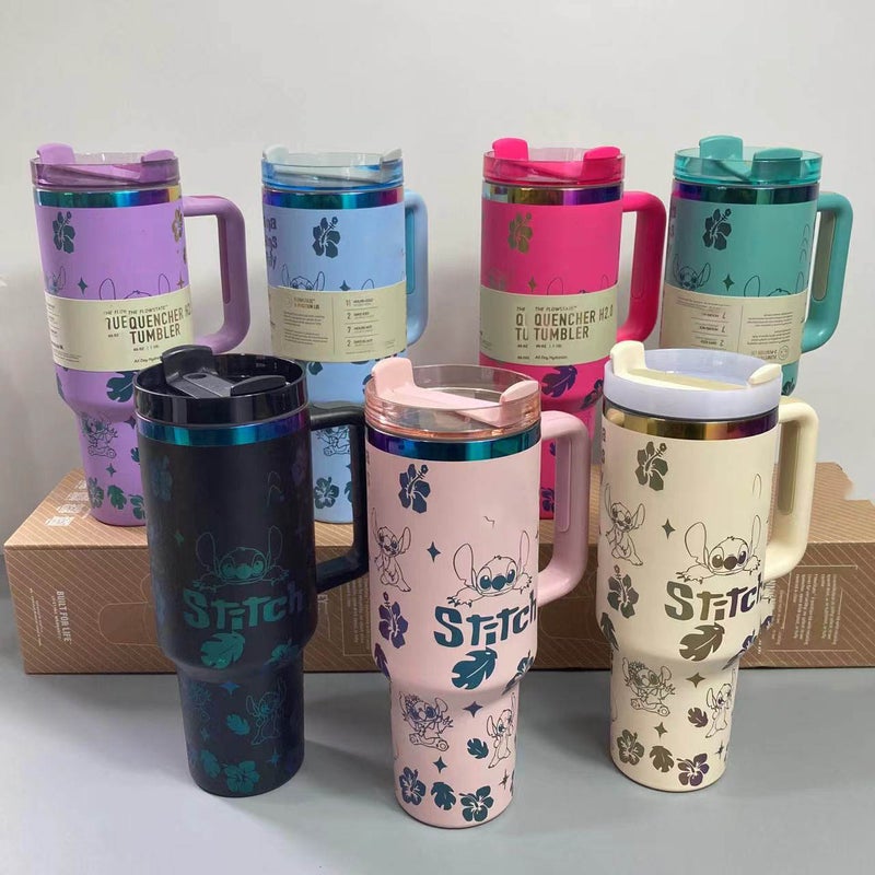 40oz Insulated Tumbler with Handle and Straw