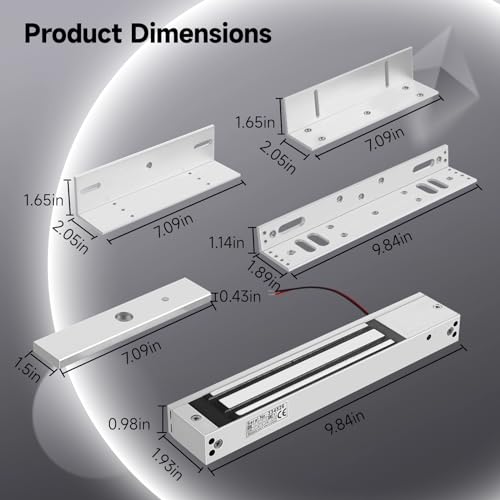 Lnrueg Electromagnetic Lock with ZL Brackets, Waterproof Electric Magnetic Door Lock with 600lbs Holding Force for Inswinging Door, 12VDC Fail Safe Gate Lock for Access Control System, (no) - Image 4