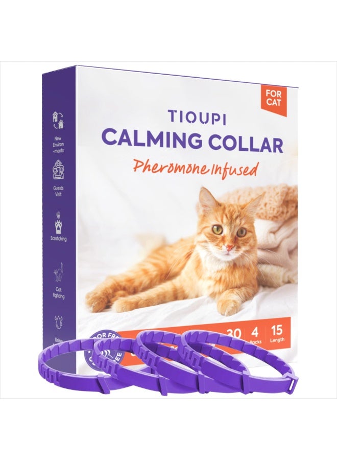 طوق مهدئ للقطط (عبوة من 4 قطع): مضاد للقلق - تخفيف توتر القطط وقلقها، طوق فيرومونات للقطط - Image 1