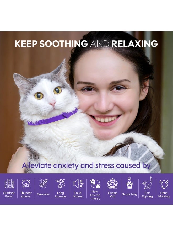 طوق مهدئ للقطط (عبوة من 4 قطع): مضاد للقلق - تخفيف توتر القطط وقلقها، طوق فيرومونات للقطط - Image 4