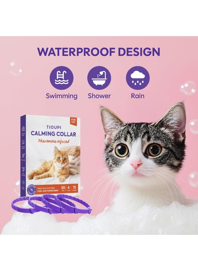 طوق مهدئ للقطط (عبوة من 4 قطع): مضاد للقلق - تخفيف توتر القطط وقلقها، طوق فيرومونات للقطط - Image 3