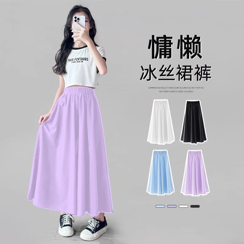 Girls' Suit Skirt Summer Thin Children'S Black Skirt Trousers Western Style Children'S Ice Silk Pants - Image 1