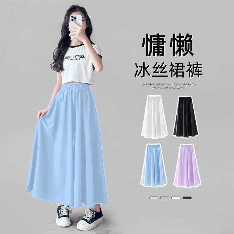 Girls' Suit Skirt Summer Thin Children'S Black Skirt Trousers Western Style Children'S Ice Silk Pants - Image 3