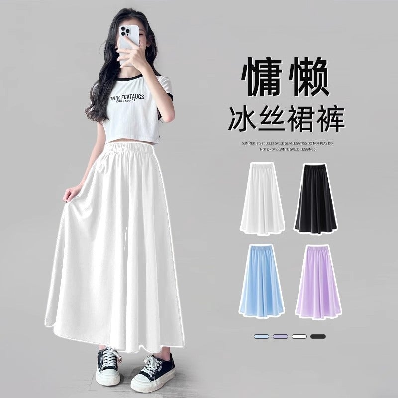 Girls' Suit Skirt Summer Thin Children'S Black Skirt Trousers Western Style Children'S Ice Silk Pants - Image 5