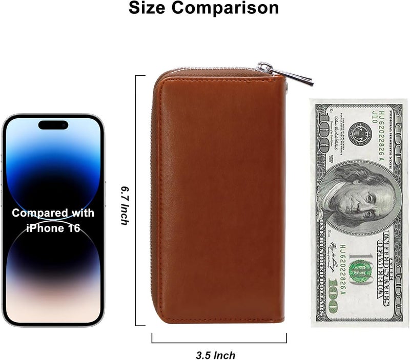 HAWEE Cellphone Wallet for Women Dual Zipper Long Purse with Removable Wristlet - Image 5