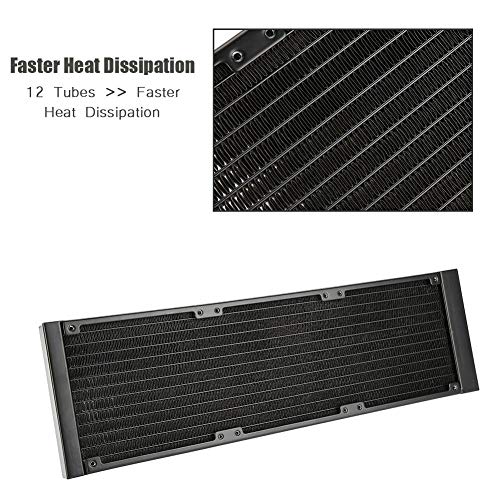 Zunate 12 Pipe Heat Exchanger Radiator, Liquid Cooler with Water Separator, G1/4Thread Copper Fin Water Cooler Tube for PC CPU Water Cool System Computer(360mm) - Image 3