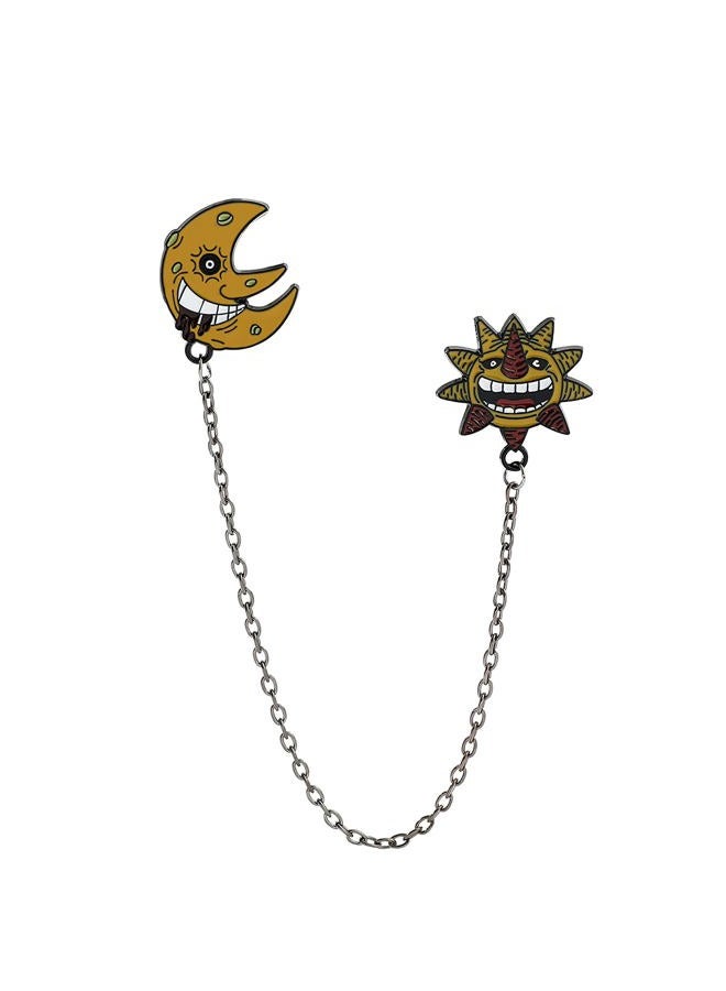 feimeng jewelry Soul Eater Manga Enamel Pins Set, Anime Cosplay Evil Sun And Moon With Black Chains Brooch Badges Lapel Pins For Backpack Collection Accessories, Metal, no gemstone - Image 1