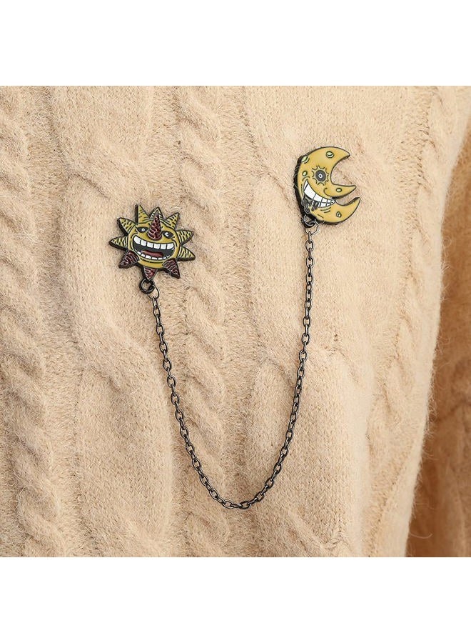 feimeng jewelry Soul Eater Manga Enamel Pins Set, Anime Cosplay Evil Sun And Moon With Black Chains Brooch Badges Lapel Pins For Backpack Collection Accessories, Metal, no gemstone - Image 4