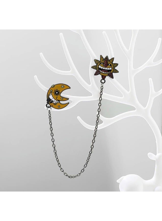 feimeng jewelry Soul Eater Manga Enamel Pins Set, Anime Cosplay Evil Sun And Moon With Black Chains Brooch Badges Lapel Pins For Backpack Collection Accessories, Metal, no gemstone - Image 3