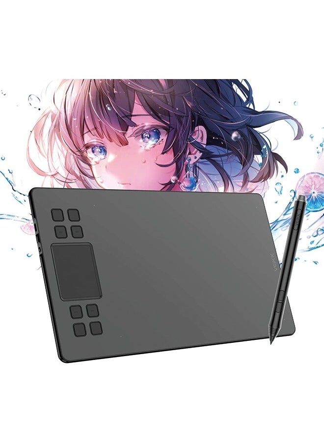 Veikk - Drawing Tablet VEIKK A50 Graphics Pen Tablet 10x6 inch Active Area,with Smart Gesture Touch and 8 Express Keys,8192 Levels Battery Free Pen,Support Tilt Function Work for MAC Wins and Android/Linux - Image 1