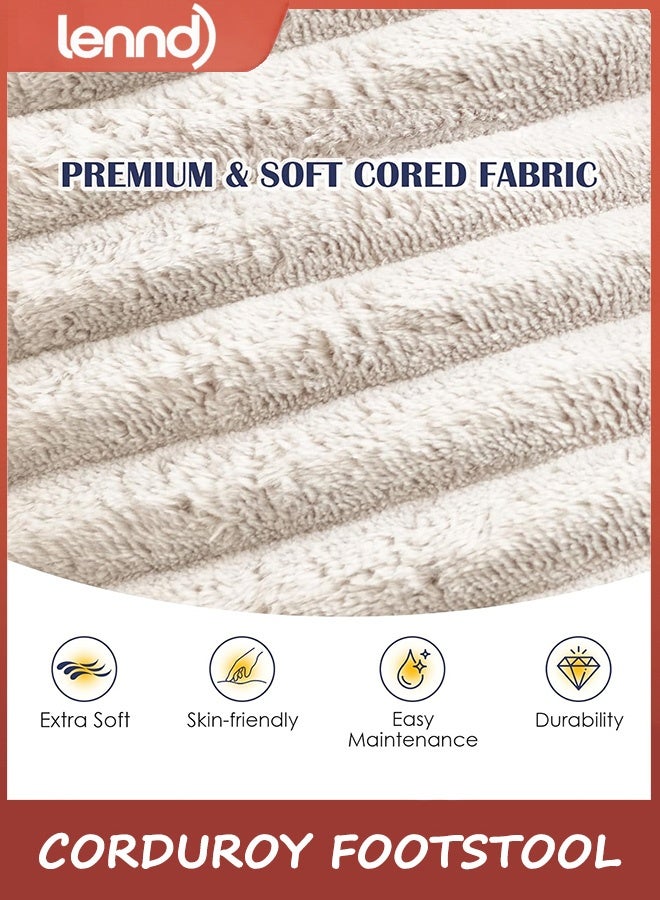 LENND Round Stuffed Pouf Ottoman,Corduroy Foot Rest with Shredded Foam Filling, Lightweight and Fluffy Pouf Storage Ottoman for Living Room,Floor Poufs for Couch,50×33CM - Image 3