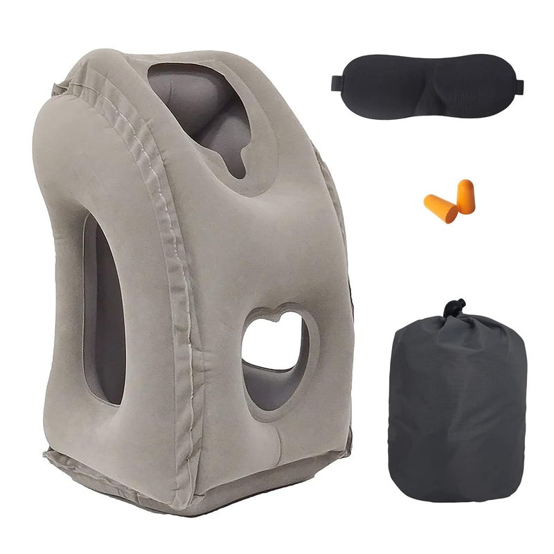 THMINS Inflatable Neck Pillow Used for PlanesAirplanesCarsBusesTrainsOffice Napping Travel AccessoriesGray