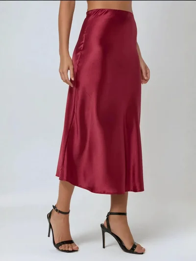 HICCUP High-Waist Satin Midi Skirt