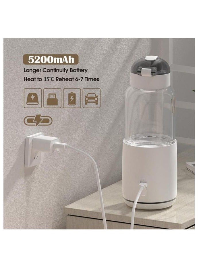 Portable Milk Warmer with 300mL Big Capacity Instant Breastmilk  Formula or Water Bottle Warmer with Super Fast Heating & Adjustable Temperature Control Charging and Rechargeable Cordless Bottle Great for Car Travel Outdoor (White) ﻿ - Image 4