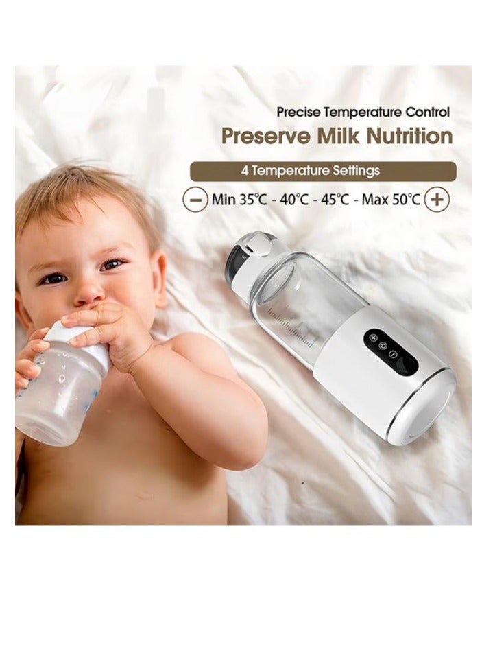 Portable Milk Warmer with 300mL Big Capacity Instant Breastmilk  Formula or Water Bottle Warmer with Super Fast Heating & Adjustable Temperature Control Charging and Rechargeable Cordless Bottle Great for Car Travel Outdoor (White) ﻿ - Image 3