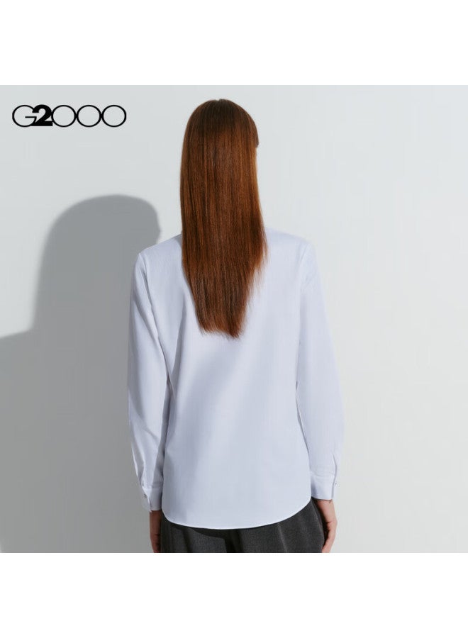 G2000 Spring And Autumn Mall-matching Business Casual Skin-friendly Long-sleeve Shirt, White, Size 34 - Image 1