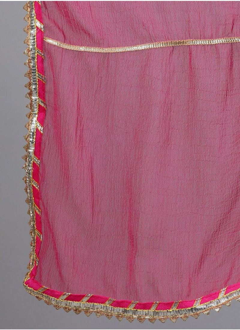 ISHIN - Women's Pink Rayon Embroidered Tunic Full Length Casual Straight Fit Kurta Set - Image 1