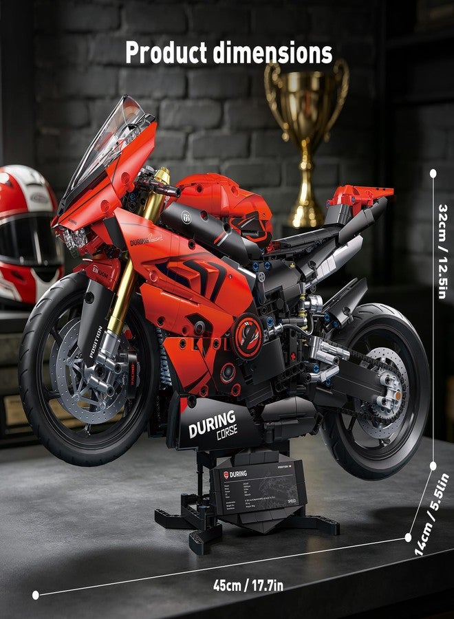 GEVINST 1:5 Motorcycle Building Blocks Set for Adults 2011PCS Large Motorbike Model Kits with Display Stand Superbike Toy Mechanical Collectible Bricks for 14 15 16+ Years Old Boys Teens Birthday Gifts - Image 4