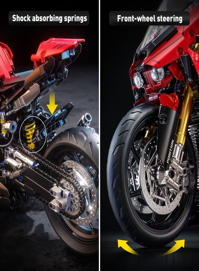 GEVINST 1:5 Motorcycle Building Blocks Set for Adults 2011PCS Large Motorbike Model Kits with Display Stand Superbike Toy Mechanical Collectible Bricks for 14 15 16+ Years Old Boys Teens Birthday Gifts - Image 3