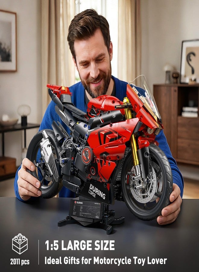 GEVINST 1:5 Motorcycle Building Blocks Set for Adults 2011PCS Large Motorbike Model Kits with Display Stand Superbike Toy Mechanical Collectible Bricks for 14 15 16+ Years Old Boys Teens Birthday Gifts - Image 2