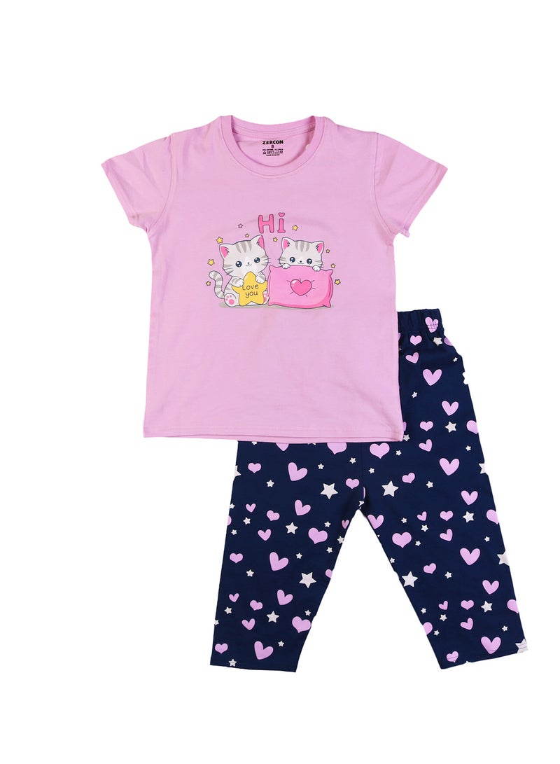 Zercon Summer Pajama Set for Girls 8219 - Image 1