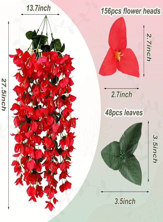YSSDBBB 3Pack Faux Bougainvillea Artificial Flowers Plants for Outdoor Outside Decoration, Red Fake Flowers UV Resistant Look Real Silk Long Trailing Vines for Front Door Porch - Image 4