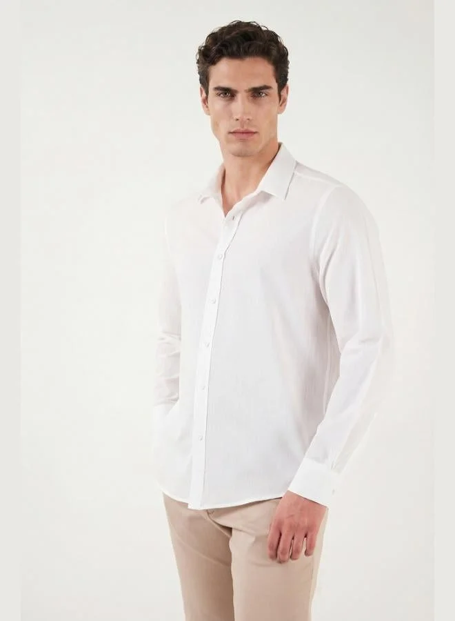Buratti Buratti Cotton and Linen Blend Regular Fit Classic Collar Long Sleeve Shirt Men's SHIRT CF26S1210134