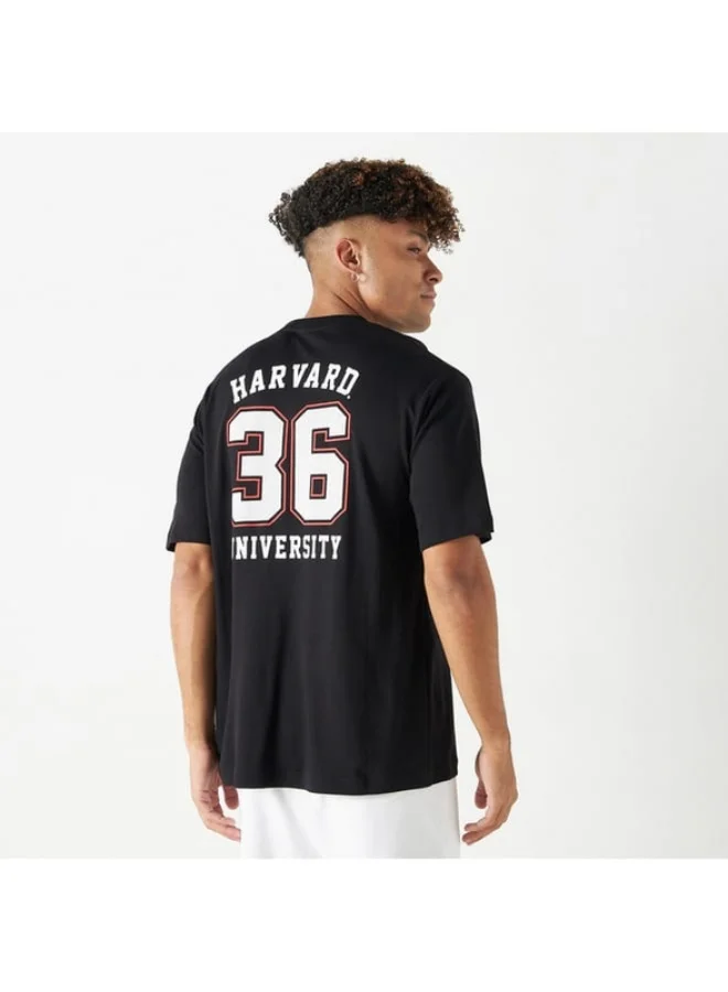 اس بي كاركترز Harvard Print Crew Neck T-shirt with Short Sleeves