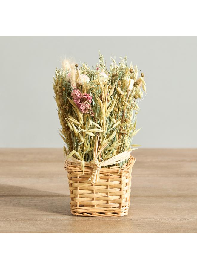 Home Box Flower Arrangement In Bamboo Basket 15 Cm - Image 1