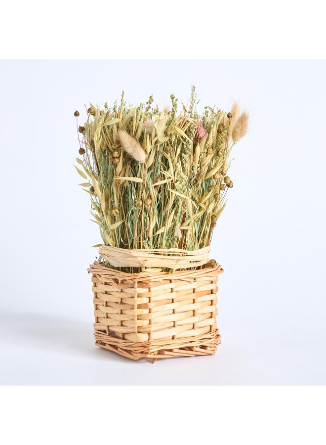 Home Box Flower Arrangement In Bamboo Basket 15 Cm - Image 4