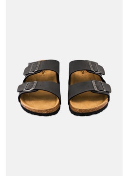 Algspar Men Double Monk Strap Slip On Cork Sandals, Dark Grey  - Image 4