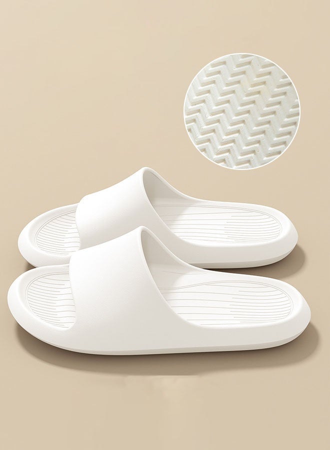Hanayo Slipper Indoor Open Toe EVA Slippers Quiet Household Bathroom Shower Soft Bottom Anti-skid Slippers Female Slippers(White)  - Image 3