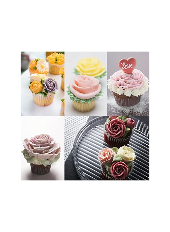 S-TOP Flower Piping Nozzles, 7pcs Petal Ruffle Piping Nozzles Set Rose Pastry Tips Icing Frosting Tips Baking Tools Stainless Steel Cake Decorating Kit for Cake Cupcakes DIY Icing Nozzle Tool - Image 3