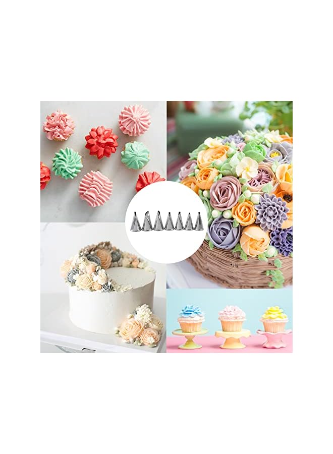 S-TOP Flower Piping Nozzles, 7pcs Petal Ruffle Piping Nozzles Set Rose Pastry Tips Icing Frosting Tips Baking Tools Stainless Steel Cake Decorating Kit for Cake Cupcakes DIY Icing Nozzle Tool - Image 4
