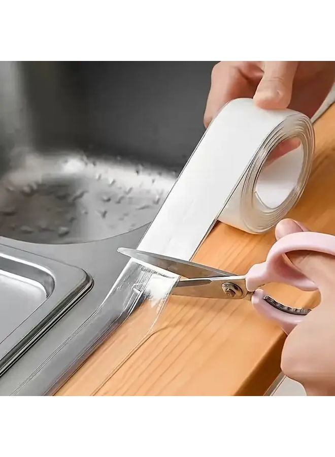 Transparent Waterproof Silicone Tape 2 Rolls 19685 Inch For Kitchen Bathroom Sealing - Image 2