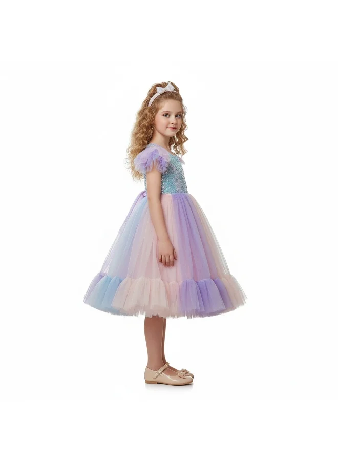 D'Daniela Sequin Bodice Tulle Dress