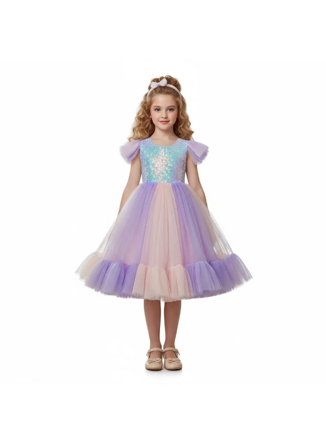 D'Daniela Sequin Bodice Tulle Dress