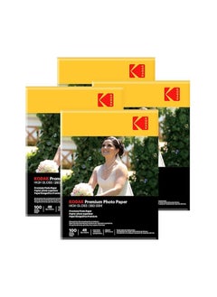 Kodak 260 GSM 4R (102x152mm) Instant Dry Waterproof High Glossy Photo Paper Compatible with all Inkjet Printers - 4 Pack x 100 Sheets